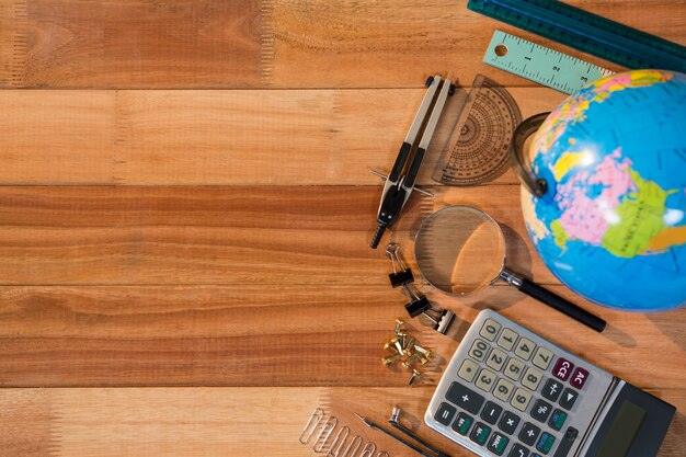 Globe with various stationery