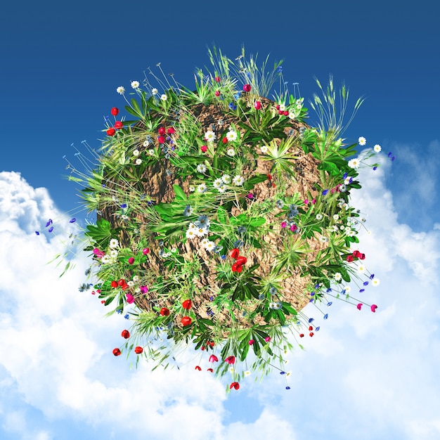 Free photo globe with wild flowers