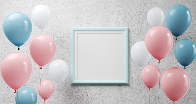 Glossy balloons and blue frame
