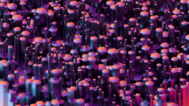 光沢のある虹色の六角形またはハニカム壁紙パターン プレミアム写真