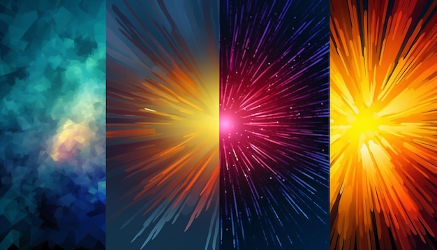 Бесплатное фото Светящаяся абстрактная галактика взрывается разноцветным праздником, созданным ии