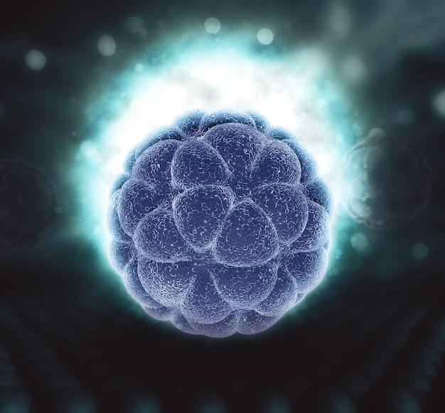 輝く抽象的なウイルス細胞