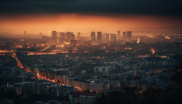 Incandescente skyline di pechino al tramonto nessun popolo generato dall'intelligenza artificiale