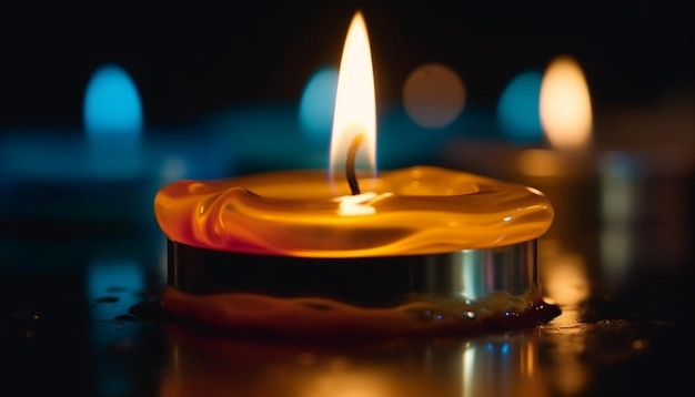 Free photo glowing candle ignites symbol of love and peace generated by ai