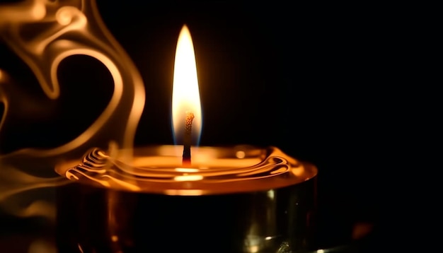 Free photo glowing candlelight ignites spirituality in tranquil night generated by ai