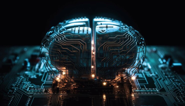 Free Photo glowing circuit board complex technology inside modern computer generated by ai