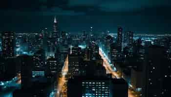 Free photo glowing city skyline blurred traffic modern architecture generated by ai