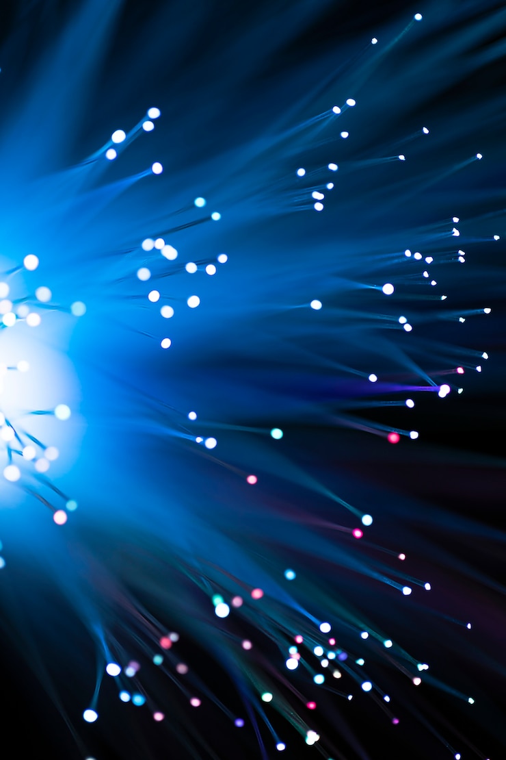 Free Photo glowing fiber channels in blue shades