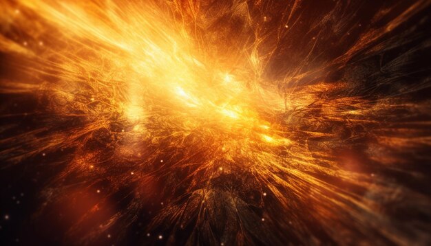 Glowing inferno igniting exploding galaxy in space generated by AI