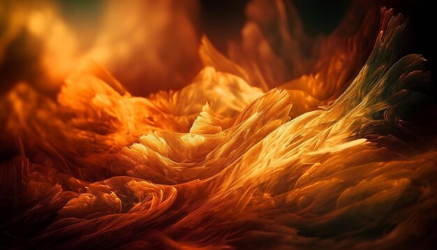 Glowing inferno igniting nature abstract fractal pattern generated by AI