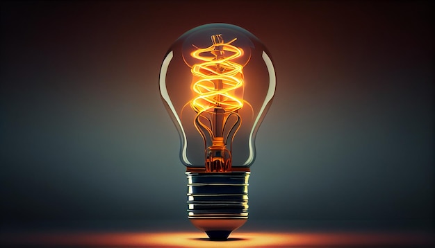 Glowing light bulb fuels ideas of innovation generated by AI