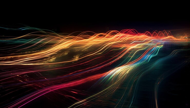 Free Photo glowing multi colored wave pattern on dark backdrop generated by ai