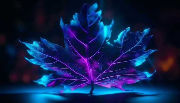 Foto gratuita foglia viola incandescente nei colori vibranti della natura generati dall'intelligenza artificiale