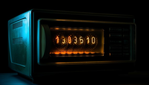 Free photo glowing radio knob on old fashioned control panel generated by ai