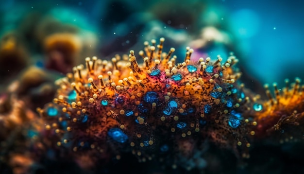 Светящийся подводный коралловый риф — естественное украшение, созданное искусственным интеллектом