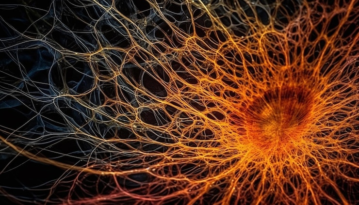 Free Photo glowing yellow spiral ignites chaotic fiber optics generated by ai