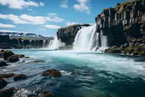 Free photo godafoss waterfall wallpaper