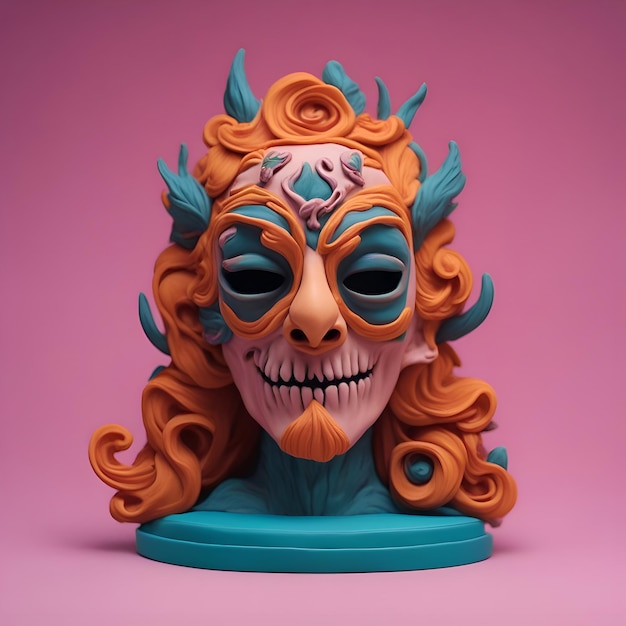 Free photo goddess of death statue on pink background 3d rendering