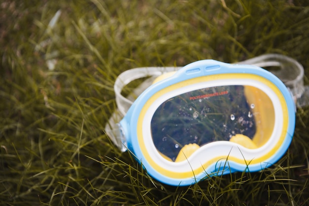 Goggles on the grass