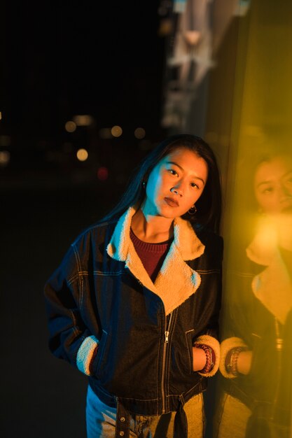 Going out concept with girl at night