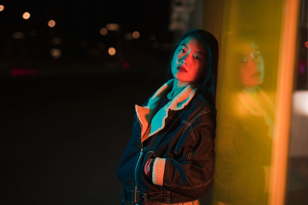 Going out concept with girl at night