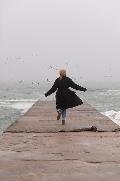 Going for a walk in the seaside in winter