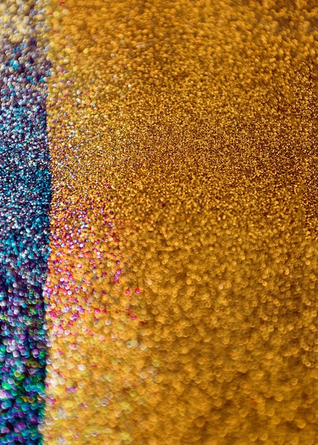 Gold and blue glitter bokeh lights background