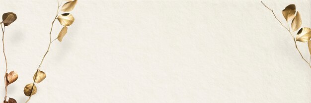 Gold branch foliage on beige banner background