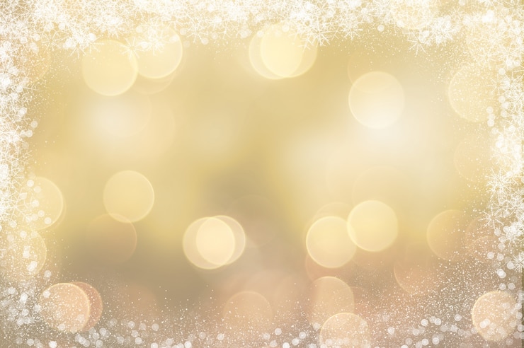 無料Photo 金色のクリスマスの背景、雪の多い国境