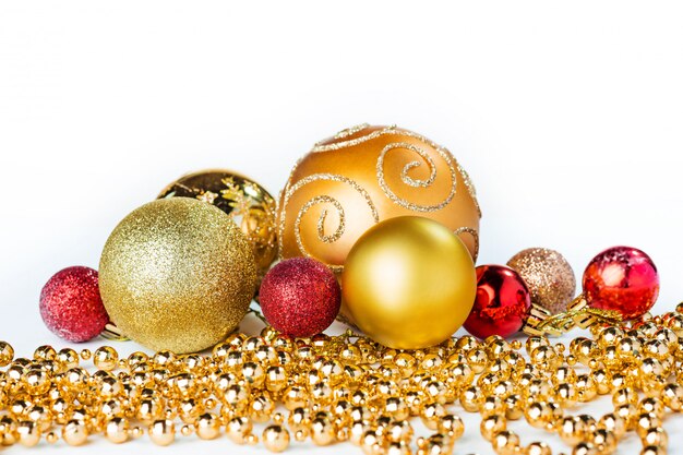 Gold Christmas balls isolated