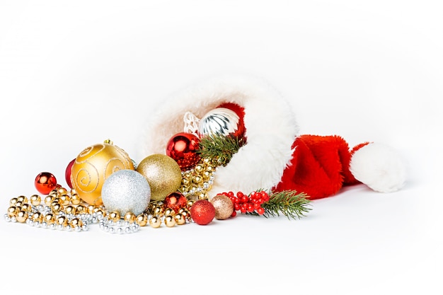 Gold Christmas balls isolated