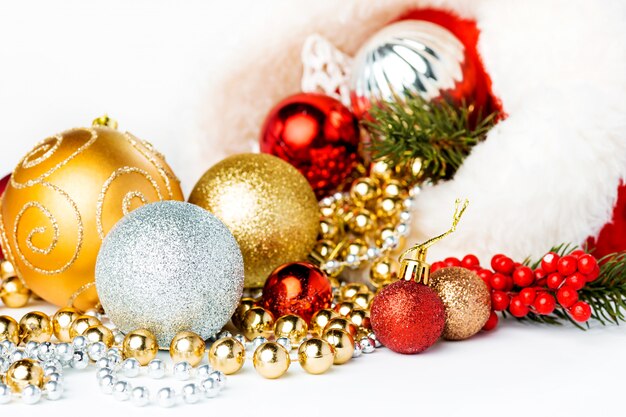 Gold Christmas balls isolated