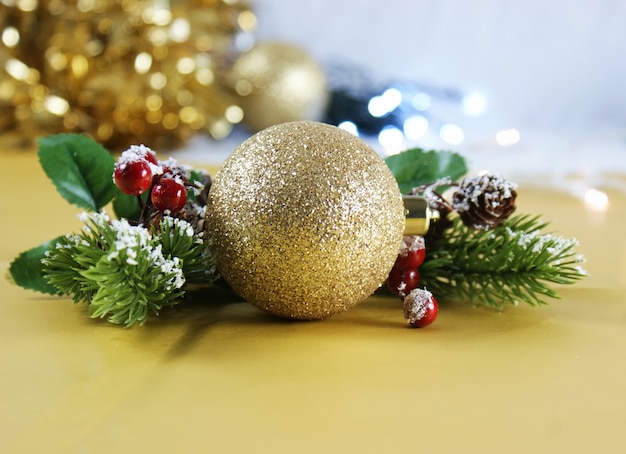 Gold Christmas decoration with berries