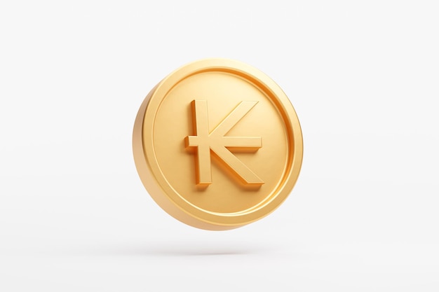 ゴールド コイン キップ ラオス通貨お金アイコン記号またはシンボル ビジネスと金融交換 3 D 背景イラスト