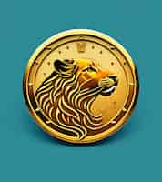 Free photo a gold coin with a lion's head on it.