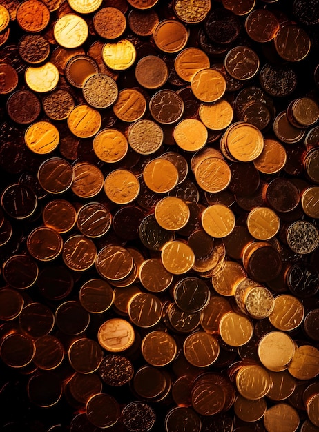 Free Photo gold coins pile background