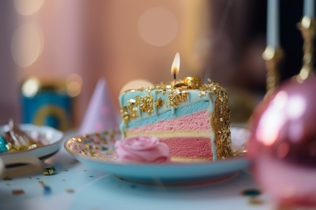 Foto gratuita elementi in oro per festa di compleanno e torta