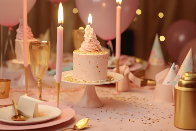 誕生日パーティーとケーキの金の要素