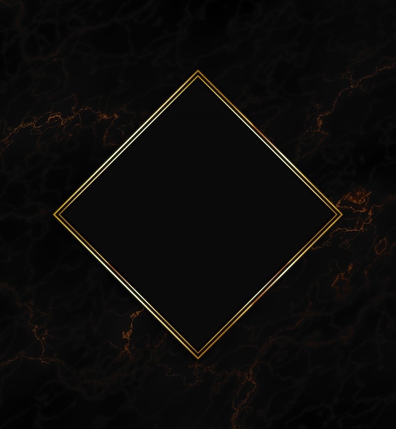 Gold frame on a black texture background