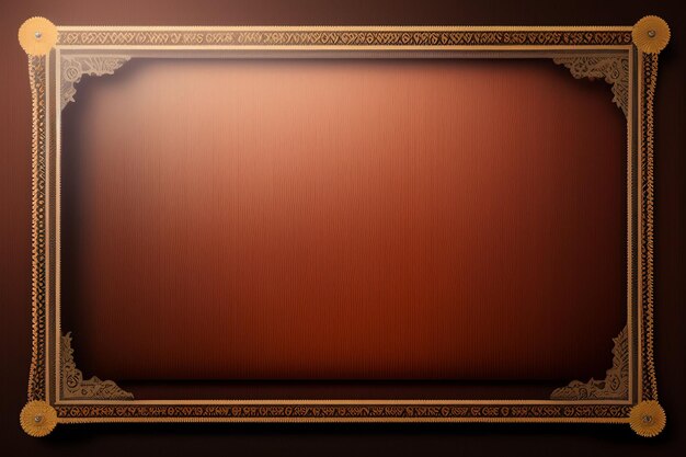 Gold frame on a brown background