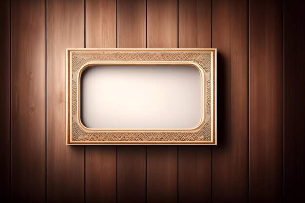 Free photo gold frame on a dark wood wall