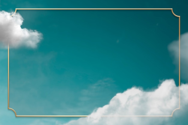 Gold frame on green sky with cloud