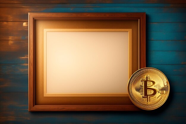 Gold frame with a gold coin on the top