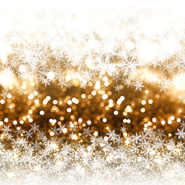 Бесплатное фото Золотой глиттер новогодний фон со снежинками