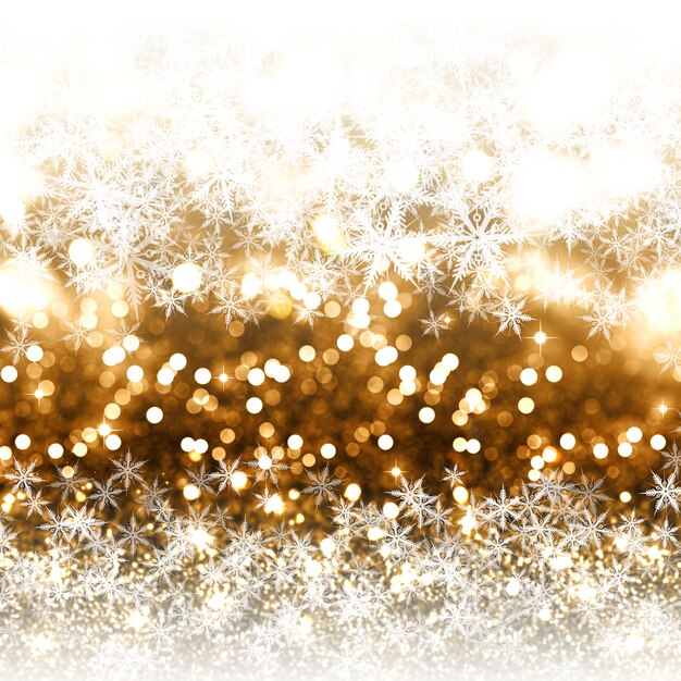 Gold glitter Christmas background with snowflakes
