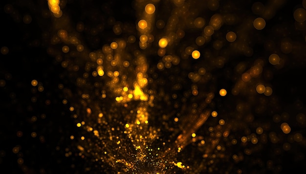 Gold glitter particles explosion bokeh background