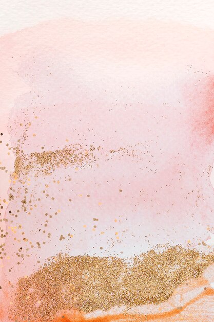 Gold glitter on pink watercolor background