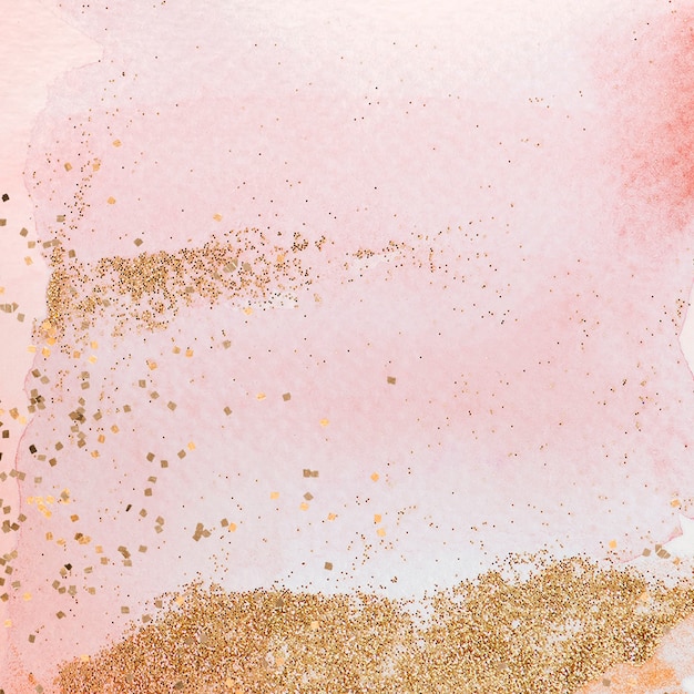 Gold glitter on pink watercolor