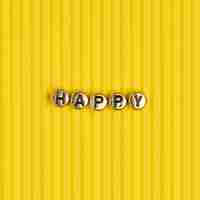 Free photo gold happy word beads lettering