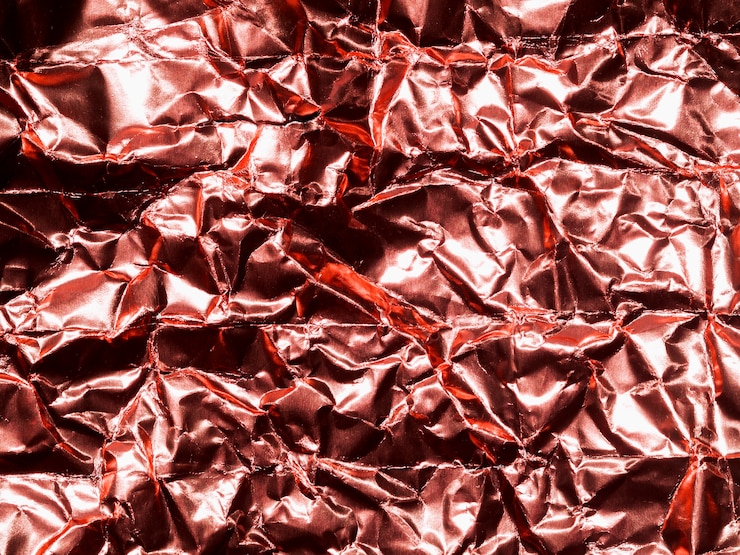 Free Photo gold painted in red crumpled foil